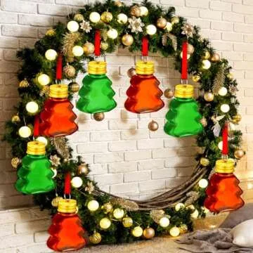 Patelai 18 Pcs Christmas Drink Balls Shot Glass Ornament Plastic Fillable Christmas Tree Ornaments Clear Xmas Water Bottle Bulbs for Holiday Party Decoration Indoor Outdoor(Xmas Tree)