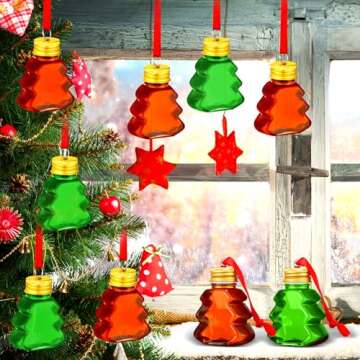Patelai 18 Pcs Christmas Drink Balls Shot Glass Ornament Plastic Fillable Christmas Tree Ornaments Clear Xmas Water Bottle Bulbs for Holiday Party Decoration Indoor Outdoor(Xmas Tree)