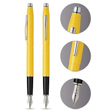 Cross Classic Century Refillable Fountain Pen, Medium Nib, Includes Premium Gift Box - Sunrise Yellow Pearlescent Lacquer