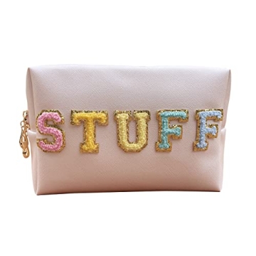 ZUNUONUO Chenille Letter Cosmetic Bag for Women