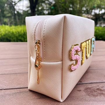 ZUNUONUO Chenille Letter Cosmetic Bag for Women