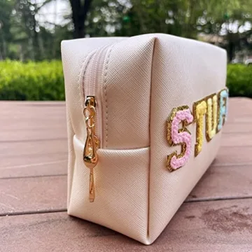 ZUNUONUO Chenille Letter Cosmetic Bag for Women