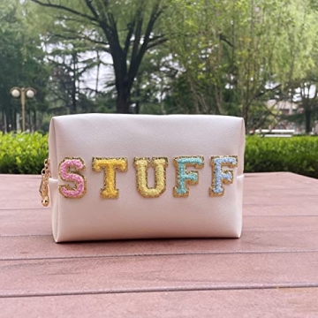 ZUNUONUO Chenille Letter Cosmetic Bag for Women