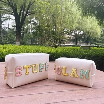 ZUNUONUO Chenille Letter Cosmetic Bag for Women