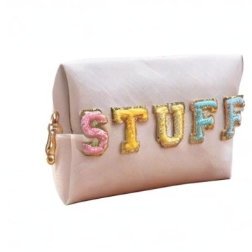 ZUNUONUO Chenille Letter Cosmetic Bag for Women