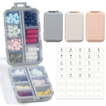 3 Pack Travel Pill Organizer with Labels for Medications