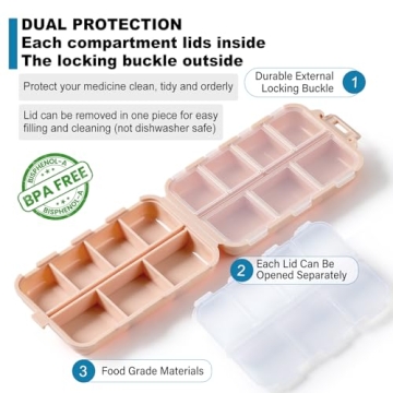 3 Pack Travel Pill Organizer with Labels for Medications