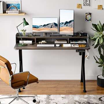 SOMEET Electric Height Adjustable Standing Desk, 48''x24'' Stand Up Desk with Double Drawers, R Shap...