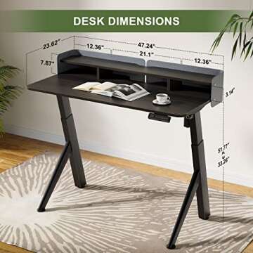 SOMEET Electric Height Adjustable Standing Desk, 48''x24'' Stand Up Desk with Double Drawers, R Shape Sit Stand Rising Desk with Monitor Stand, Home Office Ergonomic Computer Workstation, Black Walnut