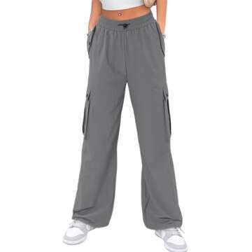 JZC Parachute Pants for Women Cargo Pants Womens Baggy Low Waist Y2K Pants with Pockets Relaxed Jogg...