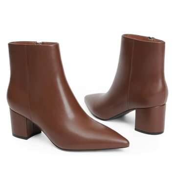 Modatope Women's Ankle Boots - Trendy Chunky Heel Booties