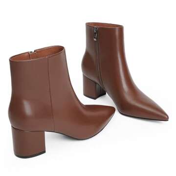 Modatope Women's Ankle Boots - Trendy Chunky Heel Booties