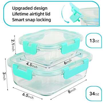 10 Pack Meal Prep Containers Glass Food Storage Containers with Lids Kitchen Storage Meal Prep Bowls...