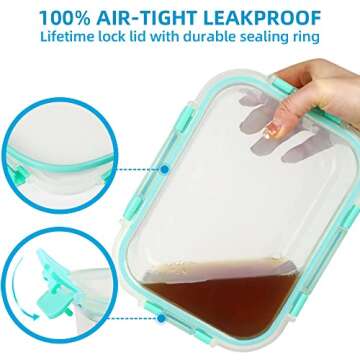 10 Pack Meal Prep Containers Glass Food Storage Containers with Lids Kitchen Storage Meal Prep Bowls Food Prep Containers with Lids Lunch Box Salad Containers for Lunch Containers Microwave Safe