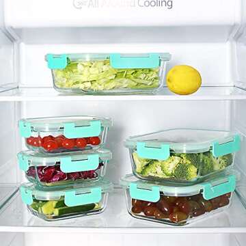10 Pack Meal Prep Containers Glass Food Storage Containers with Lids Kitchen Storage Meal Prep Bowls Food Prep Containers with Lids Lunch Box Salad Containers for Lunch Containers Microwave Safe