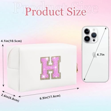 Chic Personalized Glitter Initial Letter Makeup Bag – Perfect Gift!