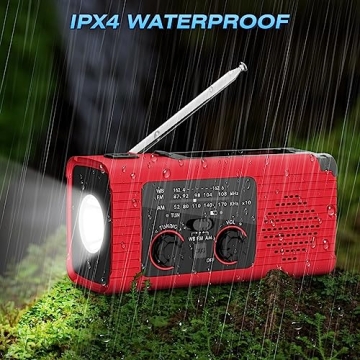 NITIGO NOAA Emergency Weather Radio, 4000mAh Weather Alert Radio Solar Charging, Hand Crank & USB Charged, AM/FM Radio with LED Flashlight, Reading Lamp, SOS Alarm, Headphone Jack for Outdoor