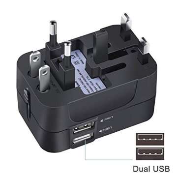 Bluegogo Travel Adapter,Universal All in One Worldwide Travel Adapter Wall Charger AC Power Plug Ada...