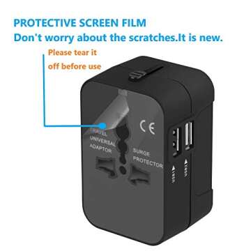Bluegogo Travel Adapter,Universal All in One Worldwide Travel Adapter Wall Charger AC Power Plug Adapter Power Plug Wall Charger with Dual USB Charging Ports for Graduation Trip USA EU UK AU-USB Cable