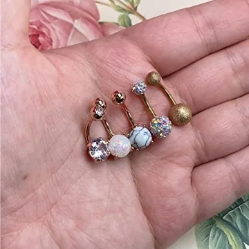JFORYOU 5 Pcs Belly Button Rings Stylish Jewelry