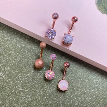 JFORYOU 5 Pcs Belly Button Rings Stylish Jewelry