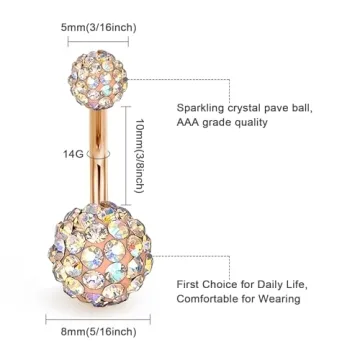 JFORYOU 5 Pcs Belly Button Rings Stylish Jewelry