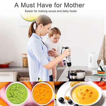 Keylitos 5 in1 Immersion Hand Blender, Powerful 12 Speed Handheld Stick Blender with 304 Stainless Steel Blades, Chopper, Beaker, Whisk and Milk Frother for Smoothie, Baby Food, Sauces Red,Puree, Soup