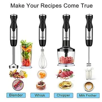 Keylitos Immersion Hand Blender - Powerful 12 Speed 5 in 1