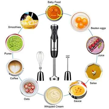 Keylitos Immersion Hand Blender - Powerful 12 Speed 5 in 1
