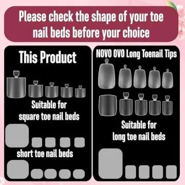 NOVO OVO Sharp Square Toe Nail Tips for DIY Pedicures
