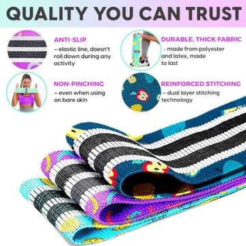 Fabric Resistance Bands for Working Out – 4 Durable Exercise Bands for Women & Men, Non-Slip & Non-Pinching Workout Bands – Multiple Resistance Levels Booty Bands for Legs Butt Glutes Hips Abs & More