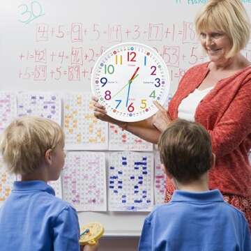 AIRUIFU Silent Learning Wall Clock for Kids - 12 Inches