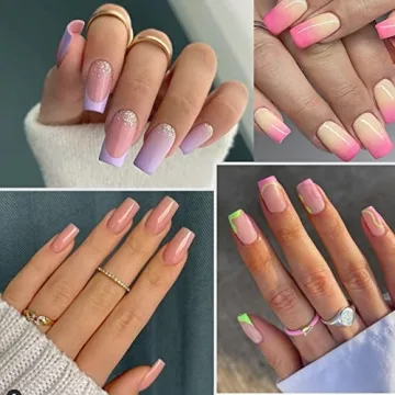 UNA GELLA Square Fake Nails for Home DIY Manicure