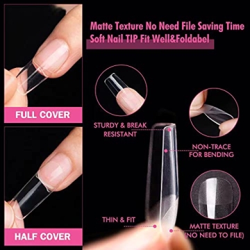 UNA GELLA Square Fake Nails for Home DIY Manicure
