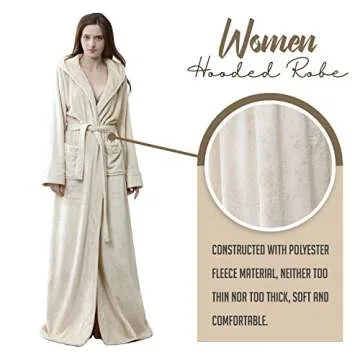 Luxurious Hooded Fleece Robe for Women - Full Length Comfort