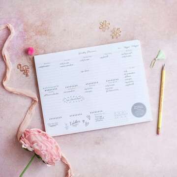 Peachly Desktop Weekly Planner Notepad | 60 Undated Tear-Off Pages | Schedule Daily To-Do Lists | In...