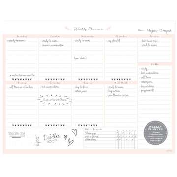 Peachly Desktop Weekly Planner Notepad | 60 Undated Tear-Off Pages | Schedule Daily To-Do Lists | Increase Your Productivity In Less Than 5 Minutes A Week | Achieve Your Goals | Peach and Mint Fern