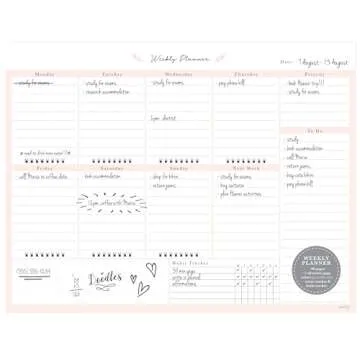 Peachly Desktop Weekly Planner Notepad | 60 Undated Tear-Off Pages | Schedule Daily To-Do Lists | Increase Your Productivity In Less Than 5 Minutes A Week | Achieve Your Goals | Peach and Mint Fern