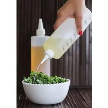 Tovla Plastic Leak-Proof Squeeze Squirt Bottles with White Cap for Liquid, Sauces, Frosting, Painting, Pancake Making, 16 oz, Set of 4