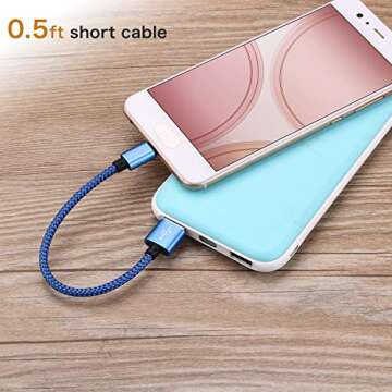 KUXIYAN Short USB C Cable,3-Pack(2x1ft + 0.5ft) USB Type C Charger Nylon Braided Fast Charging Cord Compatible