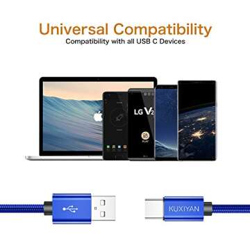 KUXIYAN Short USB C Cable,3-Pack(2x1ft + 0.5ft) USB Type C Charger Nylon Braided Fast Charging Cord Compatible