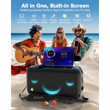 Ikarao Karaoke Machine with Wireless Mics & Speaker