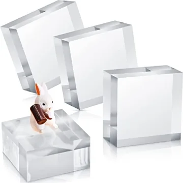 Vicenpal 4 Pieces Acrylic Square Display Block - Clear & Polished Showcase