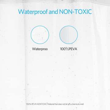 EHZNZIE Clear Shower Curtain Liner Light Weight PEVA, Shower Liner 72x72 Inches, Waterproof, No Chemical Smell with 12 Rust Proof Metal Grommets for Bathroom Shower Curtain