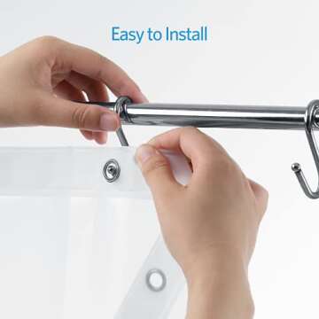 EHZNZIE Clear Shower Curtain Liner Light Weight PEVA, Shower Liner 72x72 Inches, Waterproof, No Chemical Smell with 12 Rust Proof Metal Grommets for Bathroom Shower Curtain