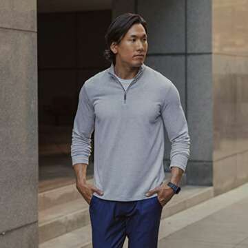 Mizzen + Main Light Grey Heather Pullover