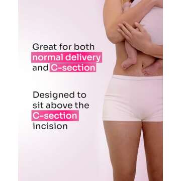 Mommy First® High-Waisted Postpartum Underwear | Soft, Breathable, Stretchable Maternity Panties for C-Section & Vaginal Delivery Recovery | Disposable & Washable | Waist 28" to 42" | Pack of 4