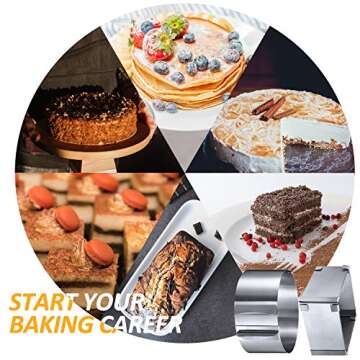 2 Piece Adjustable Cake Mold Ring Set, Stainless Steel Round Cake Mold and Square Cake Mousse Mold for Home Kitchen Baking Cooking Supplies, 6-12 Inch, 3.6-6 Inch