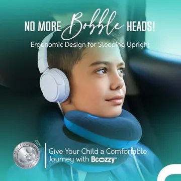 BCOZZY Kids Travel Neck Pillow (8-12 Y/O)– Patented Soft Child Pillow for Head & Chin Support in Car, Airplane, and Road Trip Sleeping. Adjustable Size. Carry Bag. Fully Washable. Medium, Light Purple