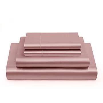 Vonty Satin Sheets Full Size Soft Silk Bed Sheets Set Rose Gold